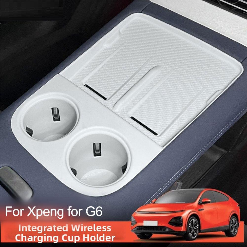 Kabelloses Ladegerät Schutzmatte Mit Aufbewahrungsbox Becherhalter Für XPeng Für G6 Ablagefach Organizer Auto Innenzubehör
