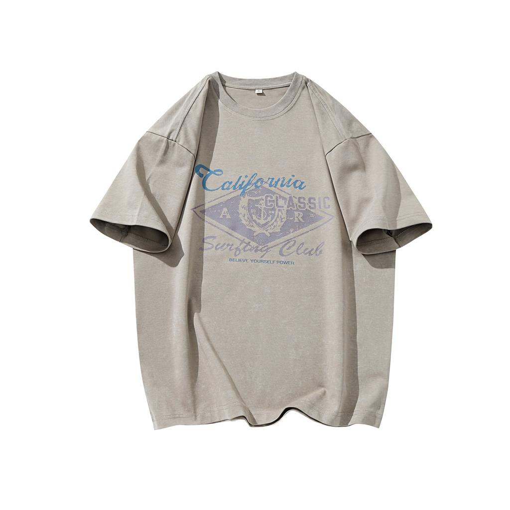 300g Heavyweight Retro Pure Cotton Short-sleeved T-shirt for Men's Summer New Loose Round Neck Half-sleeved Top