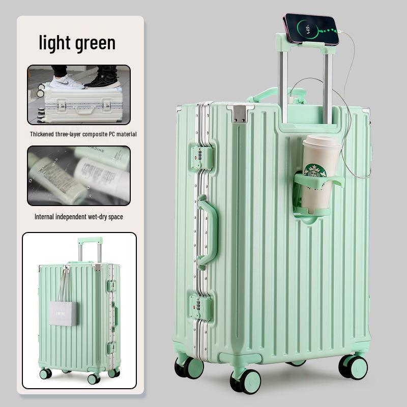 Durable Universal Wheel Leather Trolley Suitcase: Multipurpose Carry-On for Men and Women