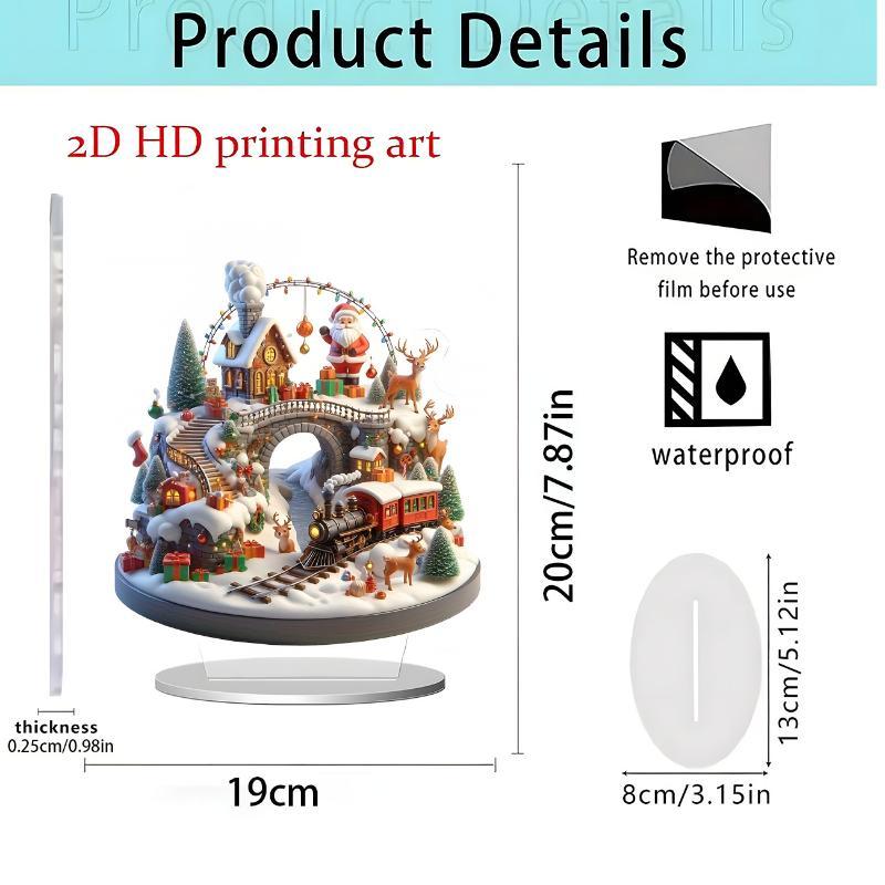 2D Acrylic Castle Snow House Pendant Wooden Christmas Hanging Ornament for Home Xmas Tree Party Decor Gifts