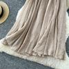 Summer Women Chic Cotton Linen Solid Elastic Waist Long Maxi Skirt