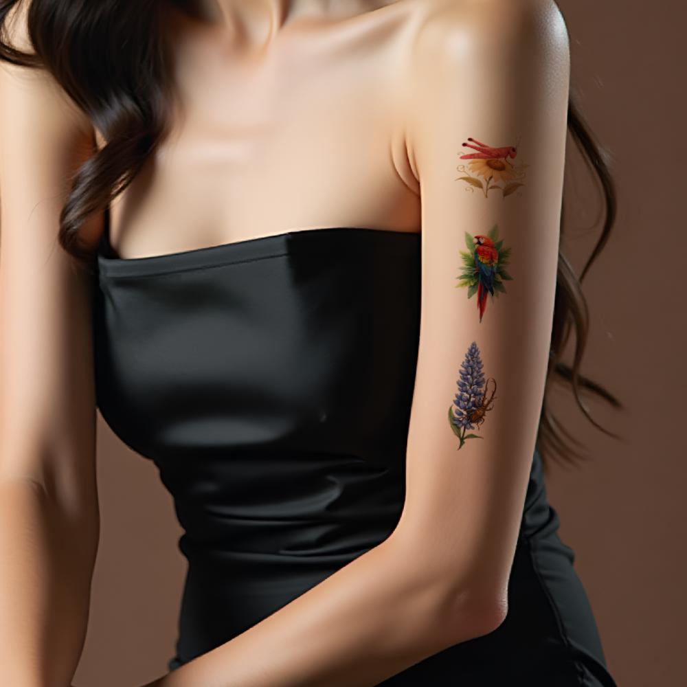 28 peças Tatuagem Temporária Adesivos de Tatuagem Temporária Veado Pavão Lótus Para Coxas Braços Masculino