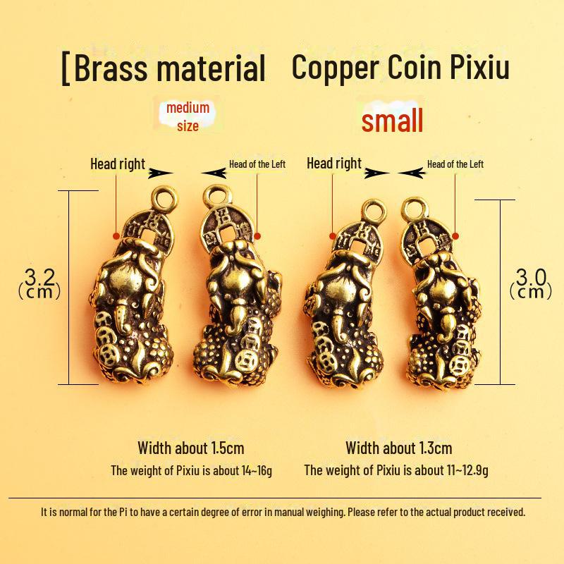 Brelok retro Pixiu Brass: Miedziana moneta zawieszka do torebek i kluczy