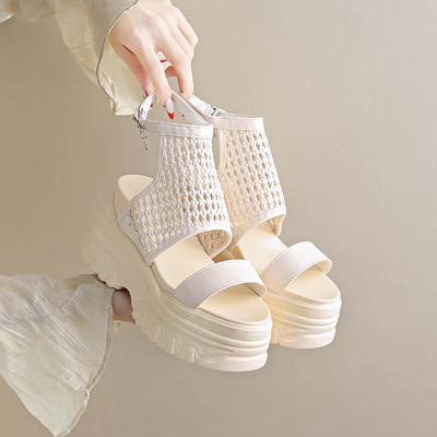 Fashion 9.5CM Women Summer Sandals Open Toe Woven Platform Wedge Sneakers Slippers 2025 Women Casual Shoes Beach Sandálias Das Mulheres