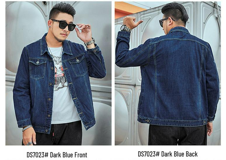 Plus Size Men's Elastic Denim Jacket - Solid Color for Spring/Autumn