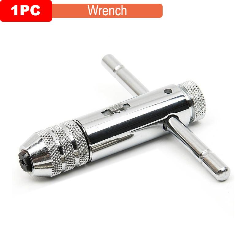 5pcs M3-M8 3mm-8mm Adjustable Silver T-Handle Tapping Screwdriver Wrench Thread Tapping Hand Tool Set Drill Hole Wood
