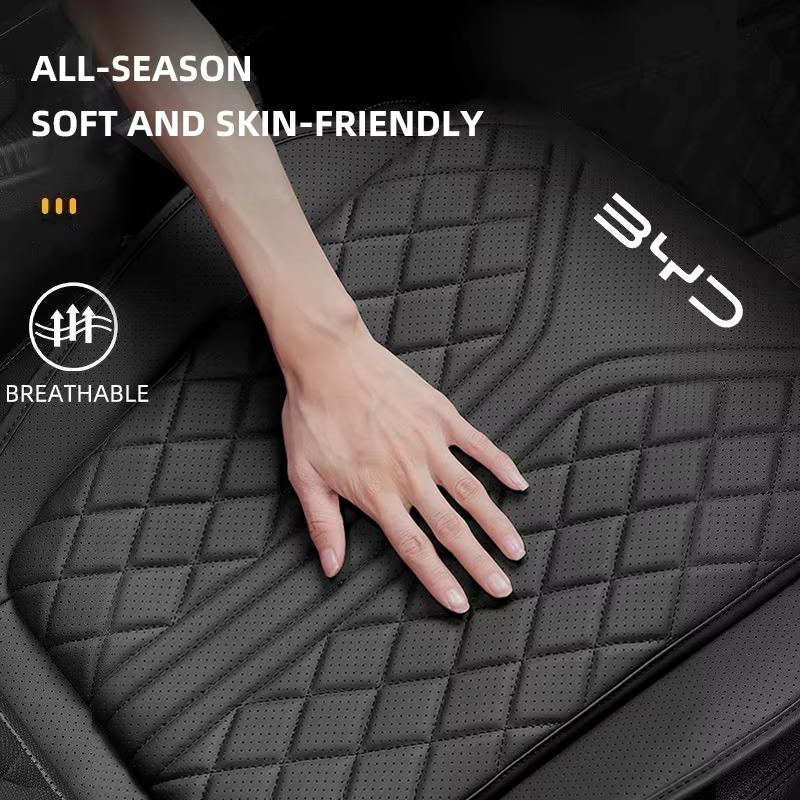 Car Seat Cushion Cover For BYD Sealion 7 ATTO 3 Han Song Plus Seagyll V2l Dolphin Four Seasons Universal Nappa Leather Seat Pad