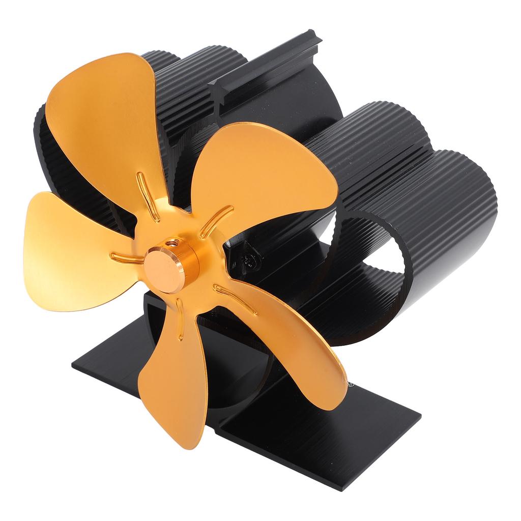 Heat Powered Stove Fan Aluminum Alloy Low Noise Sustainable Wood Stove Fan for Log Fireplace Gold