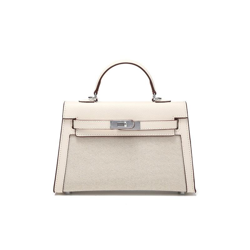 Womens Vintage-Style Canvas Leather Crossbody Bag Medium Size Casual Shoulder With Lock