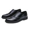 British Men's Carved Leather Brogues with Pointed Toe - Plus Size Formal & Casual Color Block Shoes