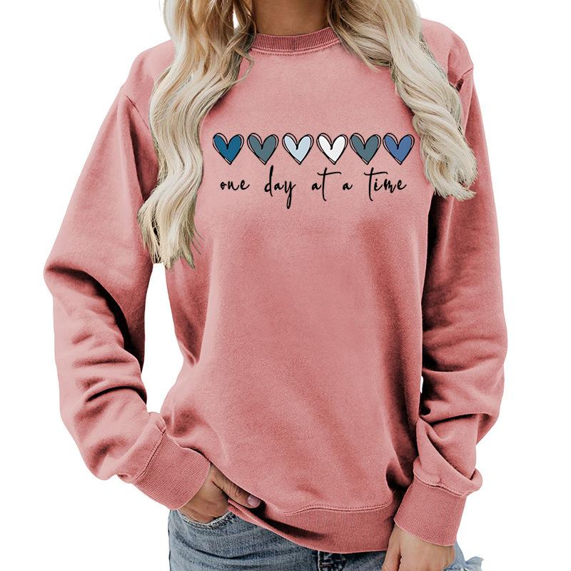 Women's Crew Neck Long Sleeve Loose Fit Sweatshirts Casual Letter Print Pullover Tops