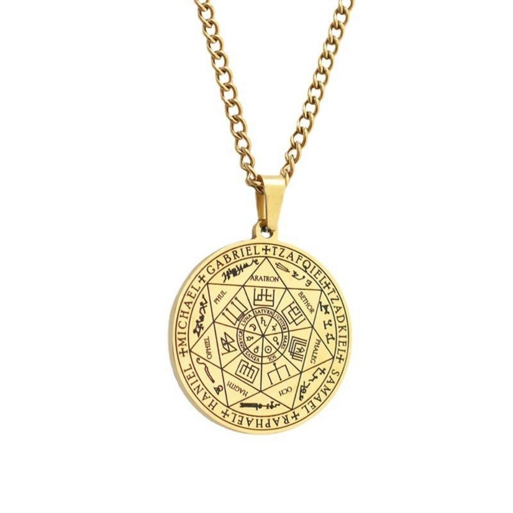 Nuovo Ciondolo Amuleto dei 7 Arcangeli Sette Arcangeli Sigillo del Cerchio Magico Tetragrammaton Runa Mistica Evocazione per Uomini Donne