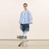 Less 2025 Summer Stand-Collar Seven-Sleeve Shirt