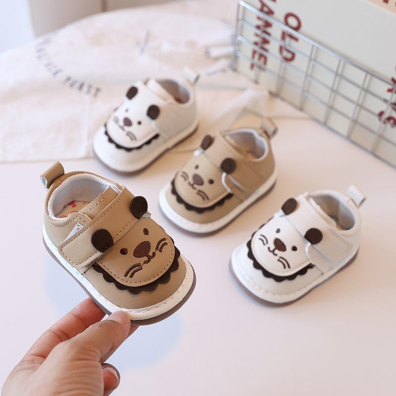First Walker Shoes for 0-2 Year Olds Unisex Soft-Soled Infant Cartoon Squeaky Shoes Animal Print Casual Shoes