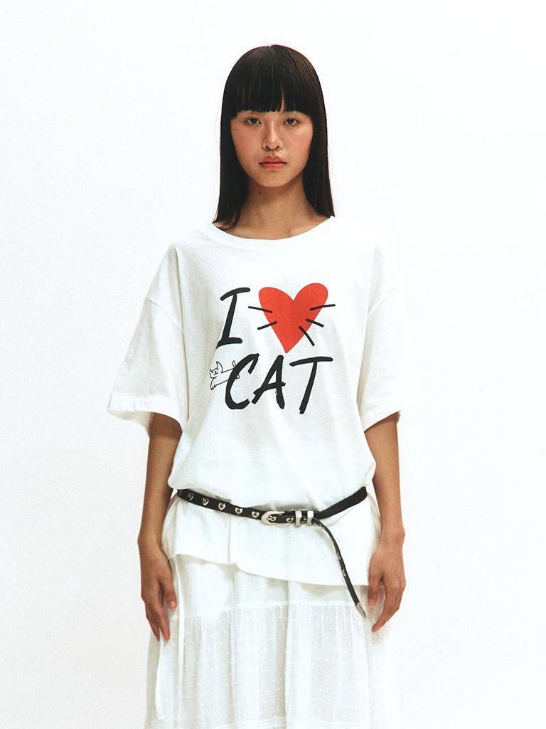 Asula Love Cat Boxi T (White)