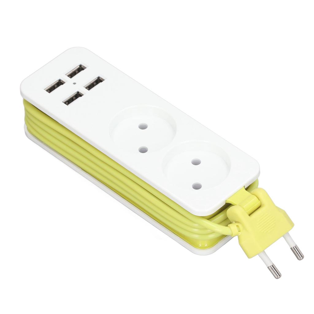 Régua de Energia 1200W 10A 2 Tomadas Redondas 4 Portas USB Tomada de Energia para Telefone Laptop