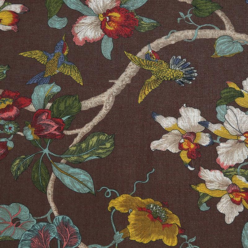 

100 см*145 см льняная ткань в китайском стиле с принтом цветов и птиц, имитация хлопка, льна, диванная ткань, чехол для подушки своими руками, скатерть 100x150cm