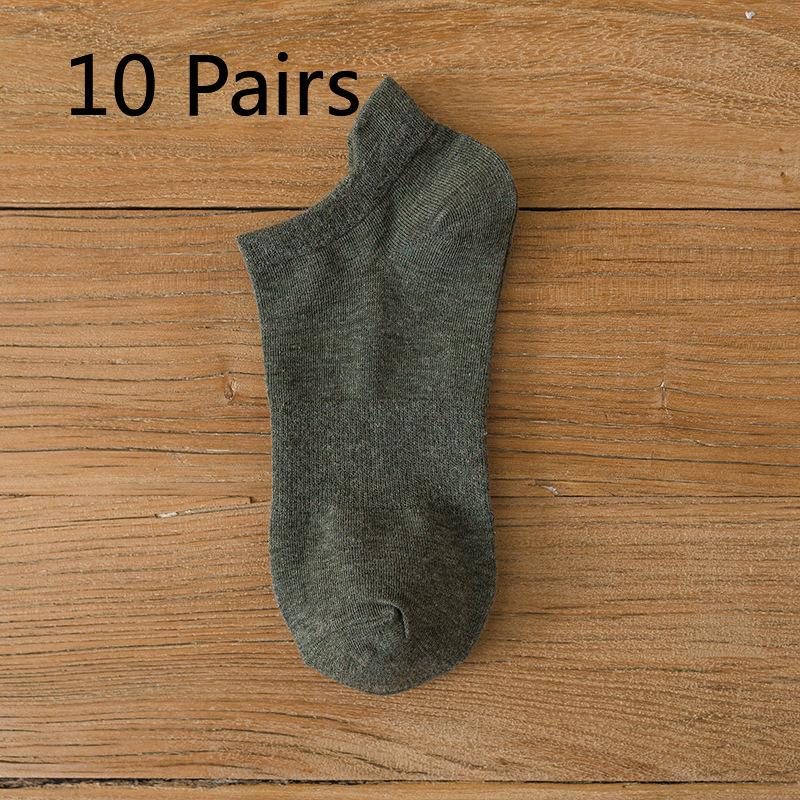 10 Pairs of Men's Short for Summer, Thin, Breathable, Moisture-wicking, Men's Low-top Solid Color Anti-odor, Shallow Opening Sweat-absorbing Socks