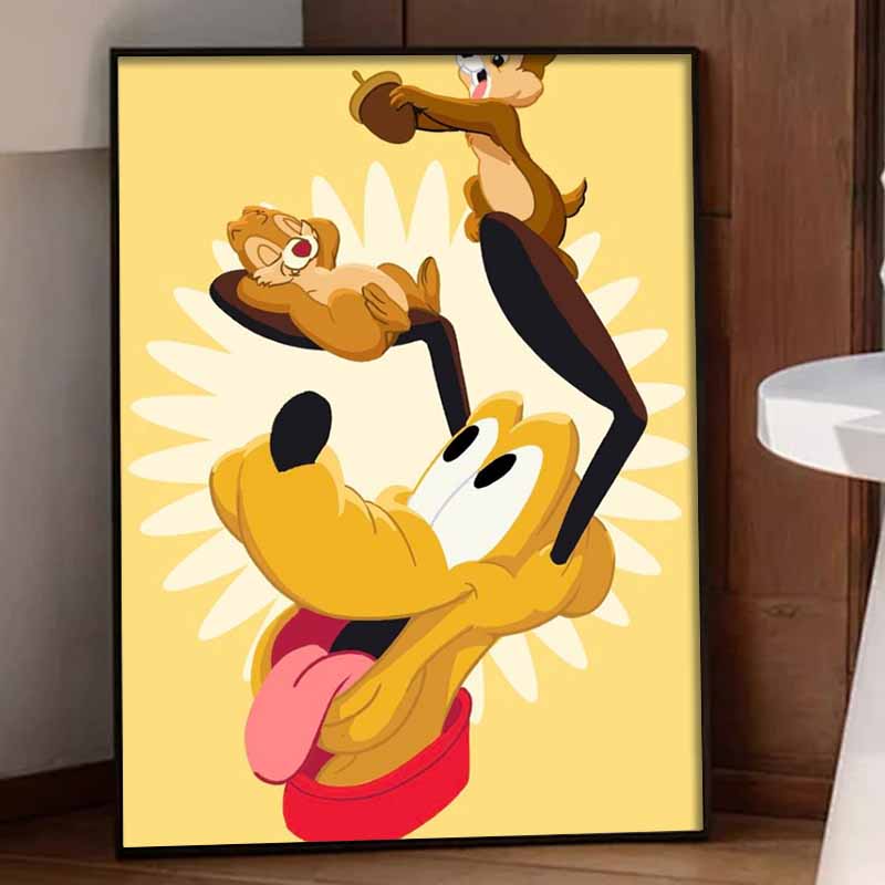 Disney Diamond Art Painting Kit – Chip N Dale Sparkling Craft, Home Wall Decor, Handmade Gift