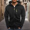 Yousheng Men Spring Fall Fitness Hoodie with Zipper Pockets Zip-up Cardigan Thick Solid Color Daily Coat Elastic Cuffs And Hem Jacket for Travel And