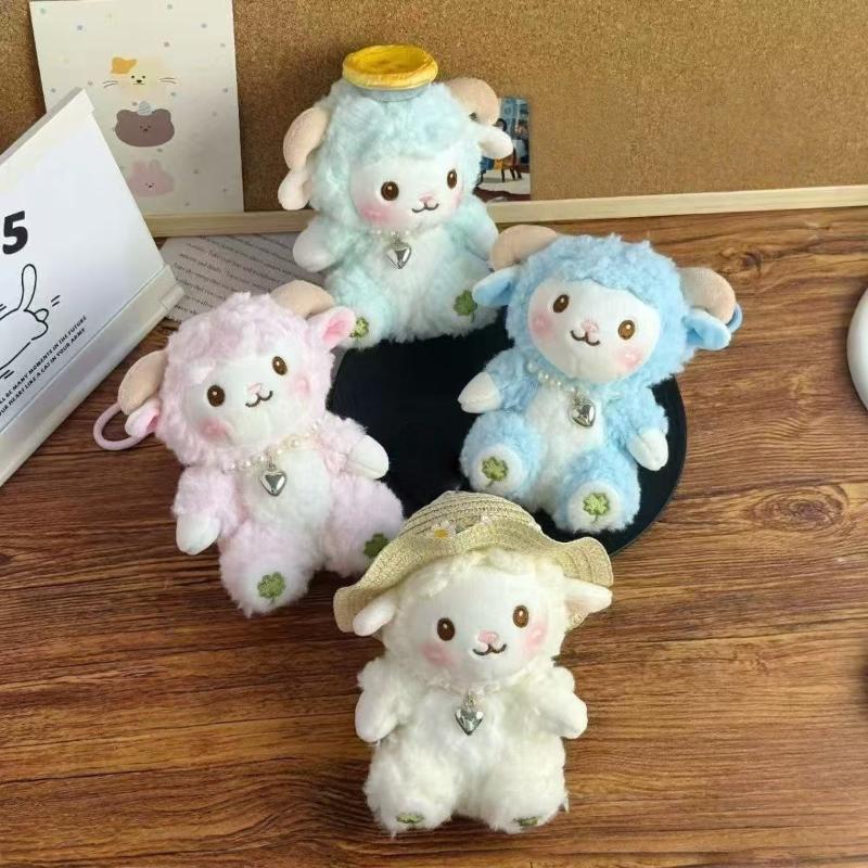 Little Sheep Stuffed Plush Keychain Soft PP Cotton Animal Doll Key Ring Cute Bag Pendant for Children Festival Gift