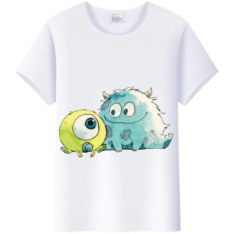 Kawaii Unisex Monsters, Inc. T-Shirt White TShirt Short Sleeve Tops James -P- Sullivan Funny Mr.Q Graphic Tees