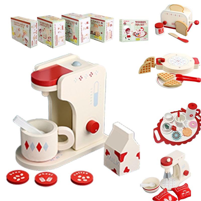 Wood Simulation Tea Set Pretend Play Kitchen Role Play Educational Toy For Kindergarten Children's Kitchen Role Play Set