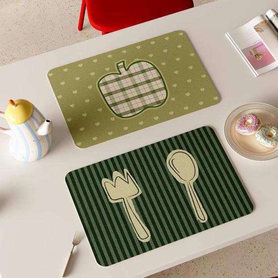 Placemat Soft Tough Non-Slip Heat Insulation Table Mat Oil-Proof Wipeable Easy