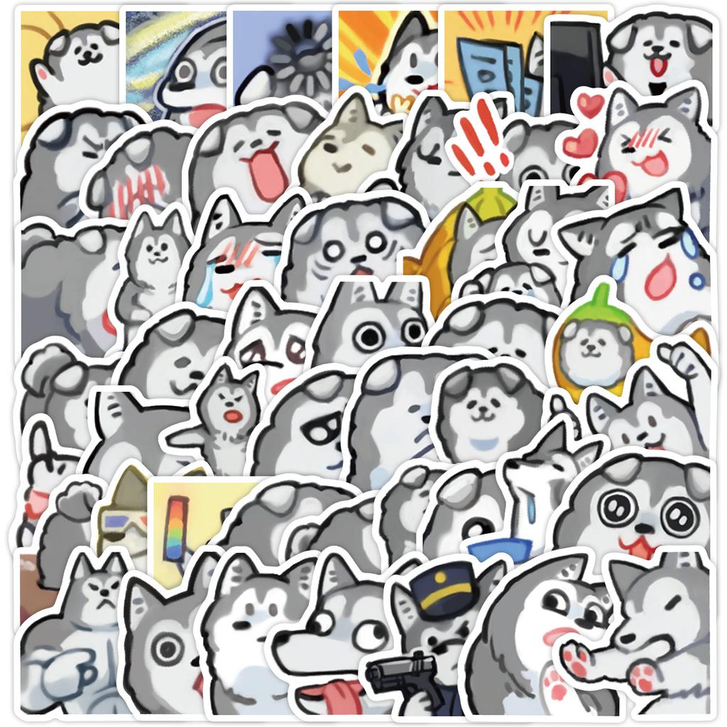 50 Cartoon Husky Emoticon Pack Doodle Stickers Creative Animal Stickers Water Cup Computer Waterproof Decorative Stickers