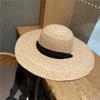 Elegant Natural Hand-woven Raffia Ribbon Dome Wide Brim Straw Hat For Women Summer Beach Vacation Leisure Sun Hats Chapeu Cape