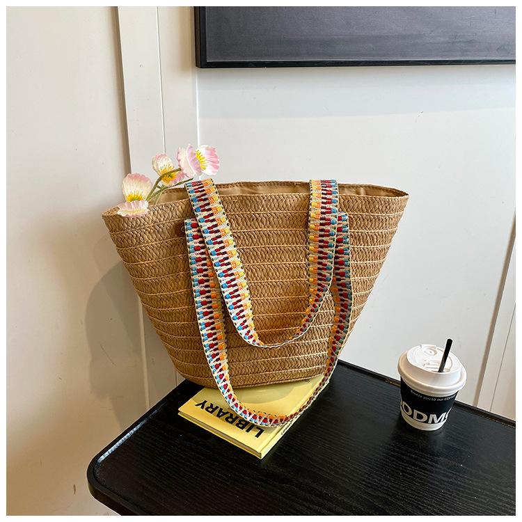 Neue Strohtasche Damen große Kapazität handgewebte Tasche Sommer Gemüsekorb Strandurlaub Reisetasche