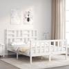 VidaXL Bed Frame with Headboard White Small Double Solid Wood 3193047