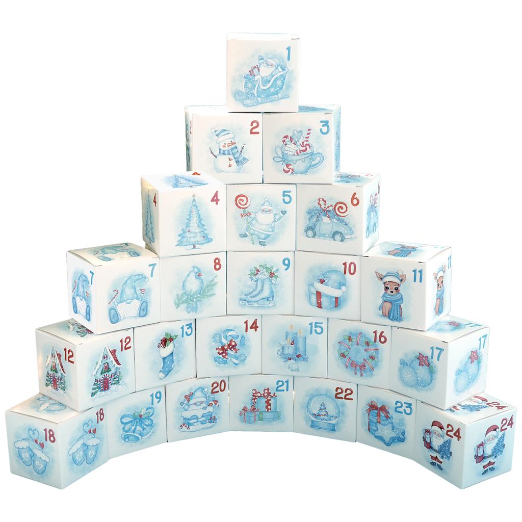 24pcs Christmas Advent Calendar Boxes Kraft Paper Candy Box 24 Days Advent Calendar Boxes Paper Advent Countdown Gift Boxes