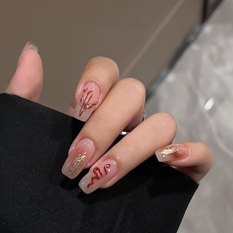 10pcs 3D Snake Nail Charms Alloy Gold/Silver/Red Snake Nail Art Rhinestones Manicure Salon Jewelry For DIY Luxury Accessories