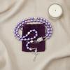 Nazareth Store Purple Pearl Bead Rosary FlowerMetal Necklace Beads Miracle Medal & Cross Rosary Unisex, 1.6" X 0.6" X 21.30", Zinc, No Gemstones.
