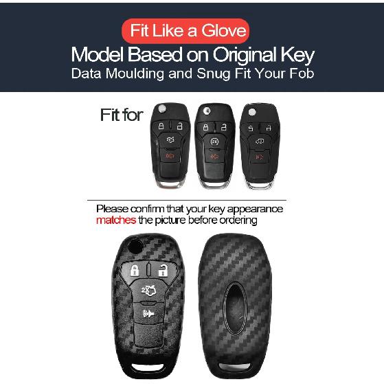 2pcs Compatible with Ford Key Fob Cover Case Key Chain for Ford Explorer F150 Fusion Bronco Transit F250 F350 F450 F550 F650 F750 Ranger Maverick