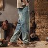 Amerikanische gewaschene Retro-blaue bestickte Jeans Herren gerade locker weit geschnittene trendige lässige Hose verlängert Frühling und Sommer