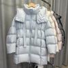 Thickened Medium and Long Down Jacket Women's Winter New Turtle Back Puff Streamer Loose White Duck Down Jacket Tide