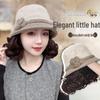 Women's Wool Felt Fisherman Hat with Integrated Wig for Autumn and Winter - Stylish, Warm, and Ideal for Middle-Aged and Elderly.