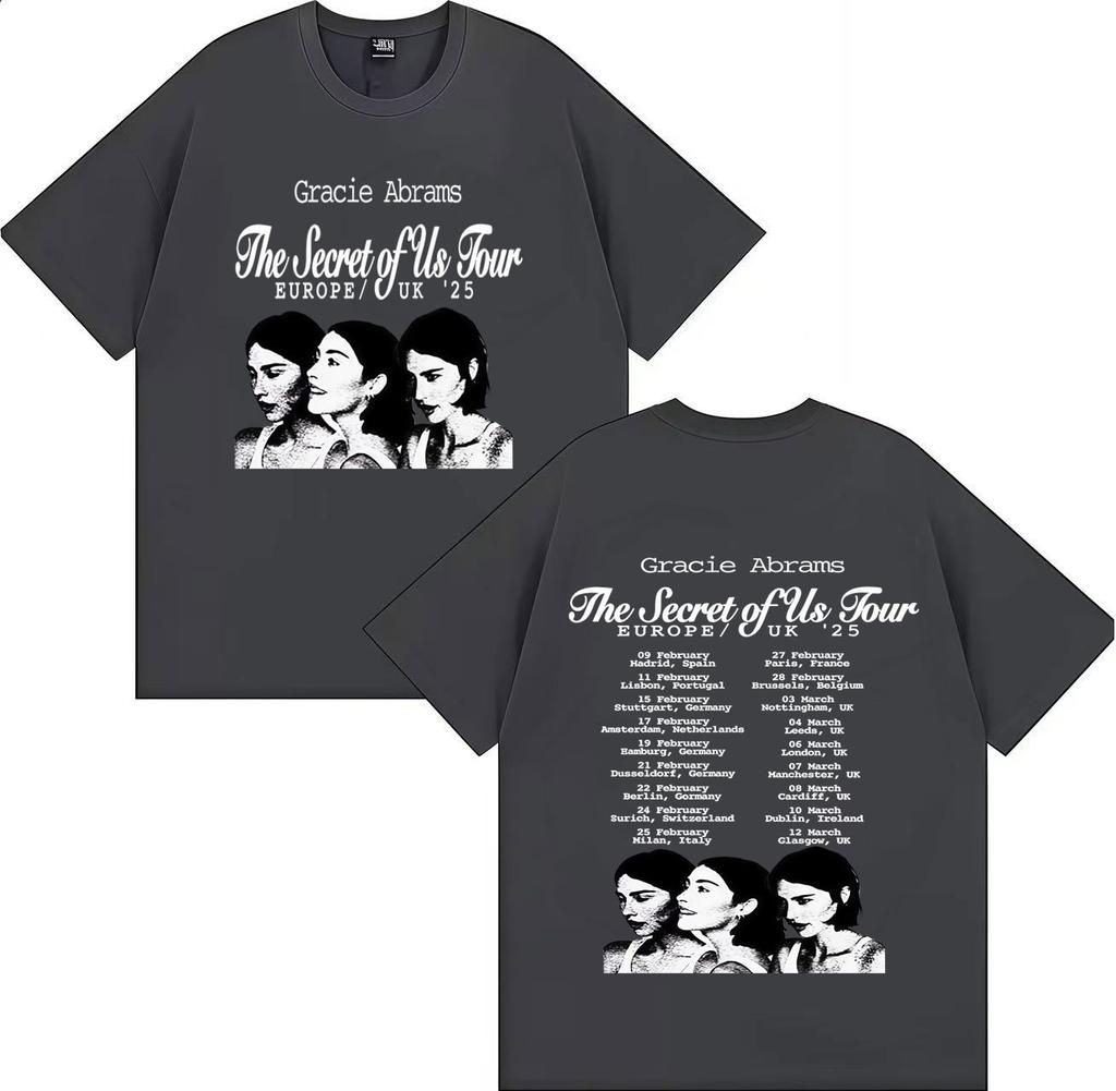 Fashion Singer Gracie Abrams: Our Secret Pattern Shirt Men's and Women's Round-neck Summer Printed 100% Pure Cotton T-shirt