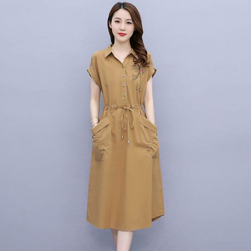 Fashionable and Breathable Cotton Embroidered Plus Size Dress for Women