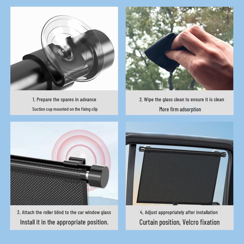 Parasolar retractabil cu rulou pentru geamul mașinii