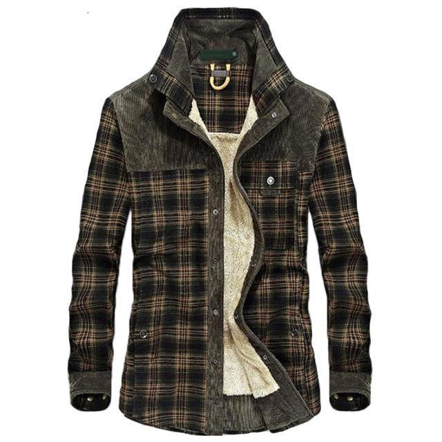 Männer Herbst Winter Casual Dicke Warme Shirts Camisa Masculina Chemise Homme Männlichen Militarcoaty Wolle Fleece Mäntel