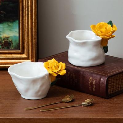 1PC Handmade Flower Cup Rose Ceramic Coffee Cup Mug Mug Souvenir Tea Cup Afternoon Tea Party Home Tableware Decoration