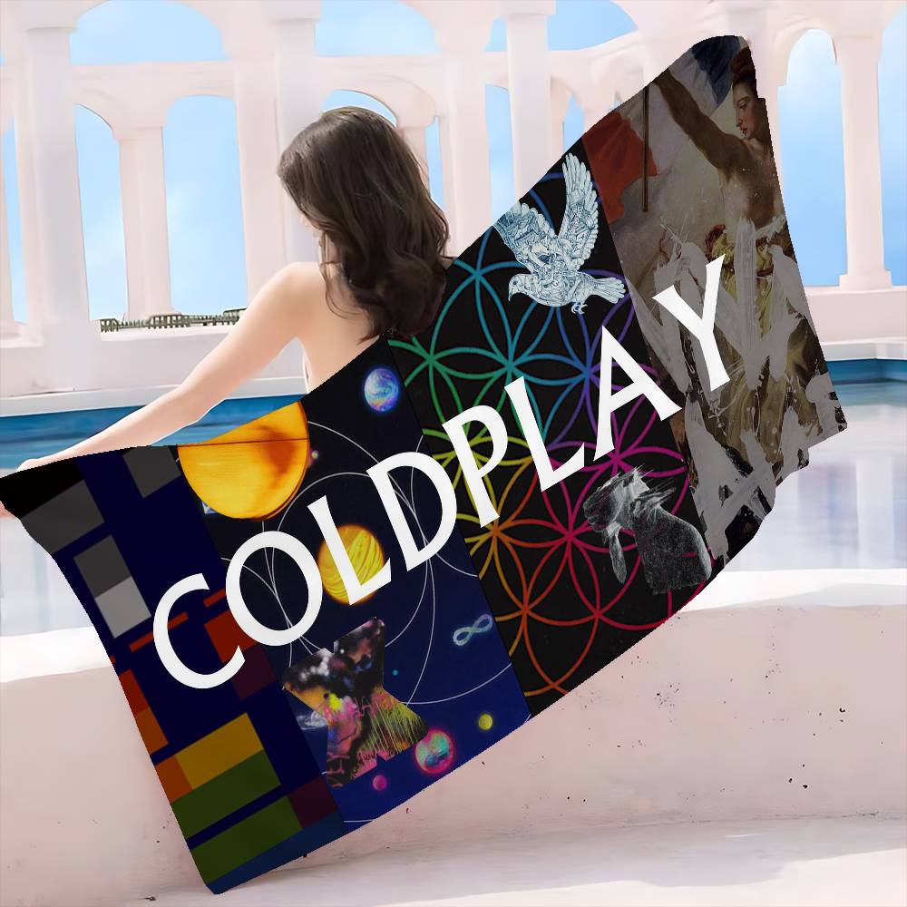 Klassische Pop-Rock-Band C-Coldplay Mikrofaser Bedrucktes Strandtuch Bergsteigen Yoga Strand Schwimmen Laufen Saugfähiges Handtuch