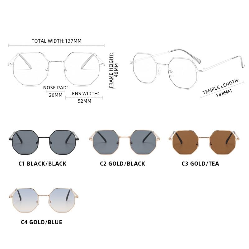 Vintage Polygon Sunglasses Women Men Luxury Metal Small Frame Sun Glasses Fashion Outdoor Driving Vacation Shades