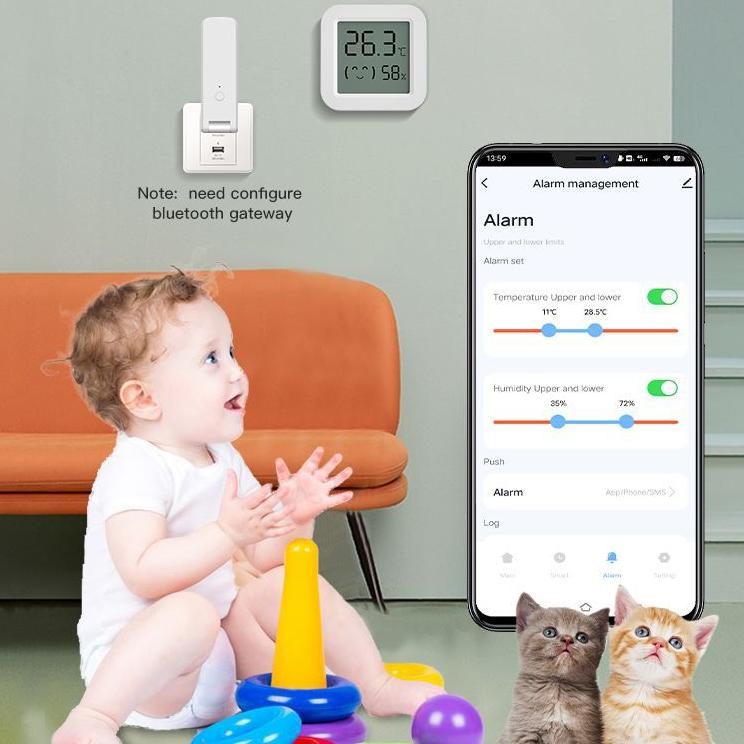 Tuya Temperature Humidity Sensor Mini LCD Digital Display Compatible with Bluetooth APP Remote Control Thermometer Hygrometer