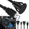 1M USB 3.0 Male To Female Flush Mount Panel Mount Extension Data Cable 5Gbps Car Flush Mount Cable Waterproof for Car Dashboard