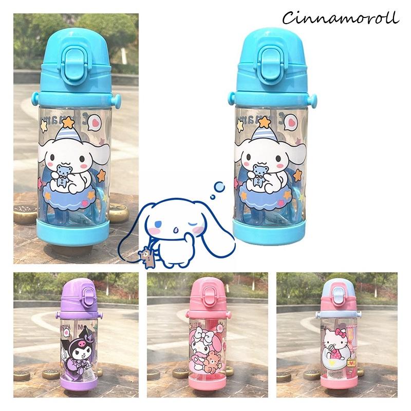 Creative Sanrio 450ml Kids Water Bottle With Straw Hello Kitty Cinnamoroll Kuromi And Melody Styles