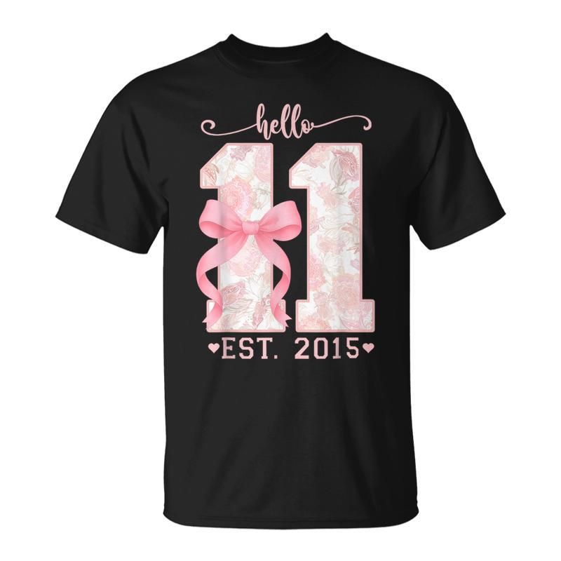 Hello Eleven Est 2015 Pink Coquette Bow 11Th Birthday Girl T-Shirt